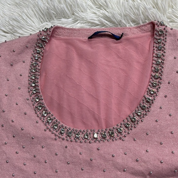 Boden Jeweled Neckline Pearl Studded Sweater - Picture 8 of 12